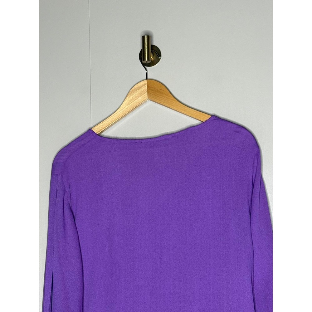 Vintage Purple Embroidered Crochet Lace Boho Tunic Blouse Papillon XL‎ Rayon - Picture 6 of 9
